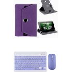 Samsung Galaxy Tab S10 Lite SM-X400 Kılıf Uyumlu Standlı Kablosuz Bluetooth Klavye Mouse Set - Mor