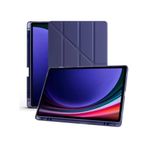 Samsung Galaxy Tab S10 Plus X820 12.4 İnç Uyumlu Tablet Kılıfı – Kalemlikli, Katlanabilir Smart Cover, Stand Özellikli, Darbe Emici Arka Koruma, İnce ve Hafif Tasarım (Lacivert)