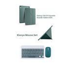 Samsung Galaxy Tab S11 11inç 2025 ile uyumlu Kılıf Kalem Bluetooth Klavye ve Mouse Set, Standlı X736 X730 (Haki yeşil)