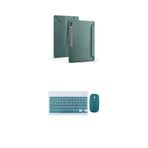 Samsung Galaxy Tab S11 Ultra SM-X930 Tablet Kılıfı, Bluetooth Klavye ve Mouse Set, Standlı (KOYU YEŞİL)