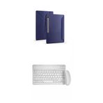 Samsung Galaxy Tab S11 Ultra SM-X930 Tablet Kılıfı, Bluetooth Klavye ve Mouse Set, Standlı (LACİVERT BEYAZ)