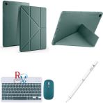 Samsung Galaxy Tab S6 Lite P610/613 Uyumlu Standlı Kılıf Dokunmatik Kalem ve Klavye Mouse 3'lü Set - Haki