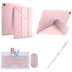 Samsung Galaxy Tab S6 Lite P610/613 Uyumlu Standlı Kılıf Dokunmatik Kalem ve Klavye Mouse 3'lü Set - Pembe