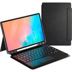 Samsung Galaxy Tab S7 Fe / S7 Plus / S8 Plus 2022 Darbeye Dayanıklı Kalemlikli Touchpadli Ingilizce Q Klavyeli 2 In 1 Protection Kılıf Sm- X800 X806