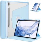 Samsung Galaxy Tab S8 Plus SM-X800 ile uyumlu Kılıf Termik Kalem Bölmeli Dönebilen Standlı Case Mavi
