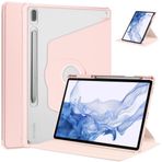 Samsung Galaxy Tab S8 Plus SM-X800 ile uyumlu Kılıf Termik Kalem Bölmeli Dönebilen Standlı Case Pembe