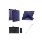 Samsung Galaxy Tab S8 Plus X800 12.4'' Uyumlu Standlı Kılıf Dokunmatik Kalem ve Klavye Mouse 3lü Set Lacivert
