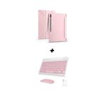 Samsung Galaxy Tab S9 FE Plus 12.4 inç Tablet Kılıfı, Standlı, Bluetooth Klavye ve Mouse Seti (pembe)