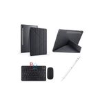 Samsung Galaxy Tab S9 FE Plus 12.4 inç Uyumlu Standlı Kılıf Dokunmatik Kalem ve Klavye Mouse 3lü Set Siyah