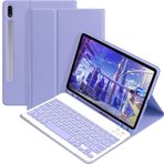Samsung Galaxy Tab S9 FE Plus/S10 Plus/S9 Plus12,4 inç 12,4 ile Uyumlu Bluetooth Türkçe Q Klavyeli Kılıfı (Tablet Değildir) (Lila)