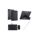 Samsung Galaxy Tab S9+/S9Fe+ 12.4 inç Uyumlu Standlı Kılıf Dokunmatik Kalem ve Klavye Mouse 3 lü Set Siyah