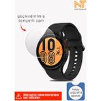 Samsung Galaxy Watch 4 44MM Uyumlu Kolay Uygulama Aparatlı Temperli Cam Ekran Koruyucu - Şeffaf