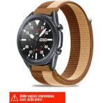 Samsung Galaxy Watch 46MM / Galaxy Watch 3 45MM / Gear S3 Uyumlu Hasır Örgü Spor Cırtlı Kordon 22MM - Kahverengi