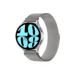 Samsung Galaxy Watch 5 40 mm Uyumlu Kordon Güçlü Mıknatıs 20 mm Metal Hasır Kordon Gümüş