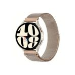 Samsung Galaxy Watch 6 40 mm Uyumlu Güçlü Mıknatıs 20 mm Metal Hasır Kordon Retro Gold