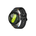 Samsung Galaxy Watch 6 44 mm İle Uyumlu Dalgalı Dikiş Detaylı Silikon Saat Kordonu Siyah 44 mm