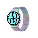 Samsung Galaxy Watch 7 44 mm Uyumlu Kordon Güçlü Mıknatıs 20 mmMetal Hasır Kordon Gökkuşağı