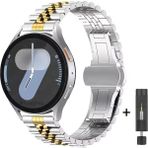 Samsung Galaxy Watch 7 Fe 4 5 Pro 6 Seri 40 42 43 44 45 46 47 mm Uyumlu Çelik Rolex Saat Kordonu - GLX Watch 4 5 6 7 - Gümüş - Altın