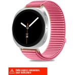 Samsung Galaxy Watch 8 40MM / 44MM / 46MM Classic Uyumlu Hasır Örgü Spor Cırtlı Naylon Pratik Kordon - Pembe