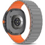 Samsung Galaxy Watch 8 40MM / 44MM / 46MM Classic Uyumlu Silikon Kordon Strap Kayış - Gri - Turuncu
