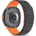 Samsung Galaxy Watch 8 40MM / 44MM / 46MM Classic Uyumlu Silikon Kordon Strap Kayış - Siyah - Turuncu