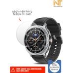 Samsung Galaxy Watch 8 Classic 46MM Uyumlu Kolay Uygulama Aparatlı Temperli Cam Ekran Koruyucu - Samsung Galaxy Watch 8 46mm - Şeffaf