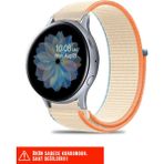 Samsung Galaxy Watch Active / Galaxy Watch Active 2 40 44MM Uyumlu Hasır Örgü Cırtlı Kordon 20MM - Bej