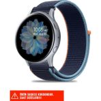 Samsung Galaxy Watch Active / Galaxy Watch Active 2 40 44MM Uyumlu Hasır Örgü Cırtlı Kordon 20MM - Deep Navy