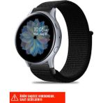 Samsung Galaxy Watch Active / Galaxy Watch Active 2 40 44MM Uyumlu Hasır Örgü Cırtlı Kordon 20MM - Siyah