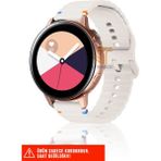 Samsung Galaxy Watch Active / Galaxy Watch Active 2 40/44MM Uyumlu Wave Silikon Kordon 20MM - Krem