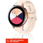 Samsung Galaxy Watch Active / Galaxy Watch Active 2 40/44MM Uyumlu Wave Silikon Kordon 20MM - Pudra