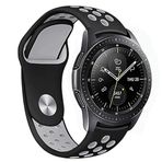 Samsung Galaxy Watch Gear S2 / Active 2 40mm 44mm ile uyumlu Kordon Delikli Spor Band Gri-Siyah