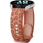 Samsung Galaxy Watch ile Uyumlu Leopar Oymalı Silikon Kayış 6/Saat 5/Saat 4 40mm 44mm, 20mm Spor Bileklik Saat Kayışı, Galaxy Watch 5 Pro için Yedek Bant 45mm/Aktif 2/Saat 3 (Kahverengi)