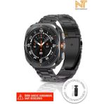 Samsung Galaxy Watch Ultra Uyumlu Orijinal Pim Ayarlanabilir Paslanmaz Çelik Baklalı Kordon - Samsung Watch Ultra - Siyah