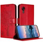 Samsung Galaxy Xcover 5 için JayModCase Kılıf, Kart Yuvalı Deri Çevirmeli Kılıf Koruyucu Kılıf, Stand Fonksiyonu, Manyetik Kapatma, Samsung Xcover 5 ile Uyumlu Cep Telefonu Kılıfı - Kırmızı