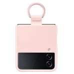 SAMSUNG Galaxy Z Flip 4 Halkalı Silikon Kılıf, Parmak Halkalı Koruyucu Telefon Kılıfı, Mat Yüzey, Cesur Stil, El Tasarımı, ABD Versiyonu, Pembe