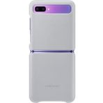 Samsung Galaxy Z Flip Deri Cep Telefonu Kılıfı, Gümüş Gri
