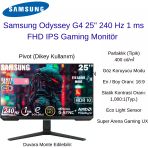Samsung Odyssey G4 25" 1 Ms Full Hd Pivot Ips 240 Hz Oyuncu Monitörü + Oyuncu Mouse Hediye