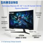 Samsung Odyssey G5 32" 1 Ms 2K Curved 165 Hz Oyuncu Monitörü + Oyuncu Mouse Hediye