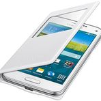 Samsung S-View Kılıf Case Cover Samsung Galaxy S5 Mini için Punching Pattern - Parlak Beyaz
