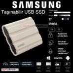 Samsung T7 Shield 1tb MU-PE1T0K/WW 1050MB-1000MB/SN USB 3.2 Gen2 Harici SSD Bej 3 Yıl Samsung Turkıye Garantili - Beyaz
