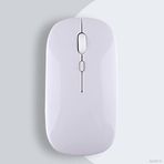 Samsung Tablet İle Uyumlu Şarj Edilebilir Sessiz Mouse Bluetooth + 2.4Hz Wifi Kablosuz Mouse Fare Beyaz