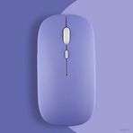 Samsung Tablet İle Uyumlu Şarj Edilebilir Sessiz Mouse Bluetooth + 2.4Hz Wifi Kablosuz Mouse Fare Lavanta