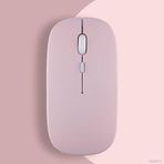 Samsung Tablet İle Uyumlu Şarj Edilebilir Sessiz Mouse Bluetooth + 2.4Hz Wifi Kablosuz Mouse Fare Pembe