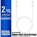 Samsung Type-C Şarj Kablosu 25W - 45W Süper Hızlı Şarj - 100W Hızlı Şarj Orjinal Samsung Türkiye Garantili - Beyaz - 25W 1 Metre