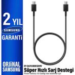 Samsung Type-C Şarj Kablosu 25W - 45W Süper Hızlı Şarj - 100W Hızlı Şarj Orjinal Samsung Türkiye Garantili - Siyah - 25W 1 Metre