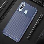 Samsung Uyumlu Galaxy A20s Kılıf Kamera Çıkıntılı Karbon Fiber Dokulu Renk Atmaz Kapak Negro