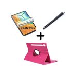 Samsung Uyumlu Galaxy Tab S9 Fe Plus / S9 Plus X610 X810 Kılıf Dönen Tablet Kilifi Ekran Koruyucu+kalem pembe-koyu
