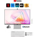 Samsung Viewfinity S9 PIXEL, 27"inç 60 Hz 5 ms Kumandalı Slim Monitör-Tv +Kablosuz Klavye 5K(5120 x 2880) LCD Monitör - beyaz