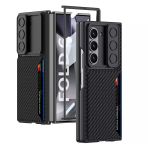 Samsung Z Fold 6 Kılıf Kamera Korumalı Karbon Fiber Arka Yüzey Kartlıklı Kıpta Sert Kapak